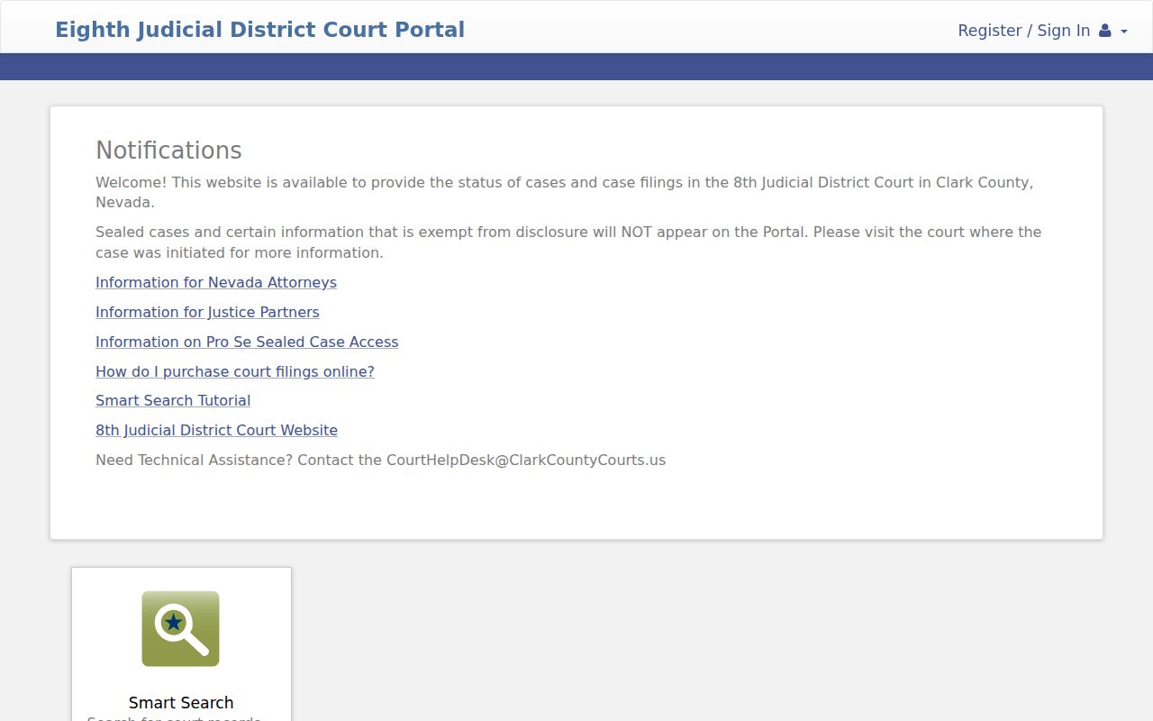 North Las Vegas resident lookup at the Eighth Judicial District Court portal