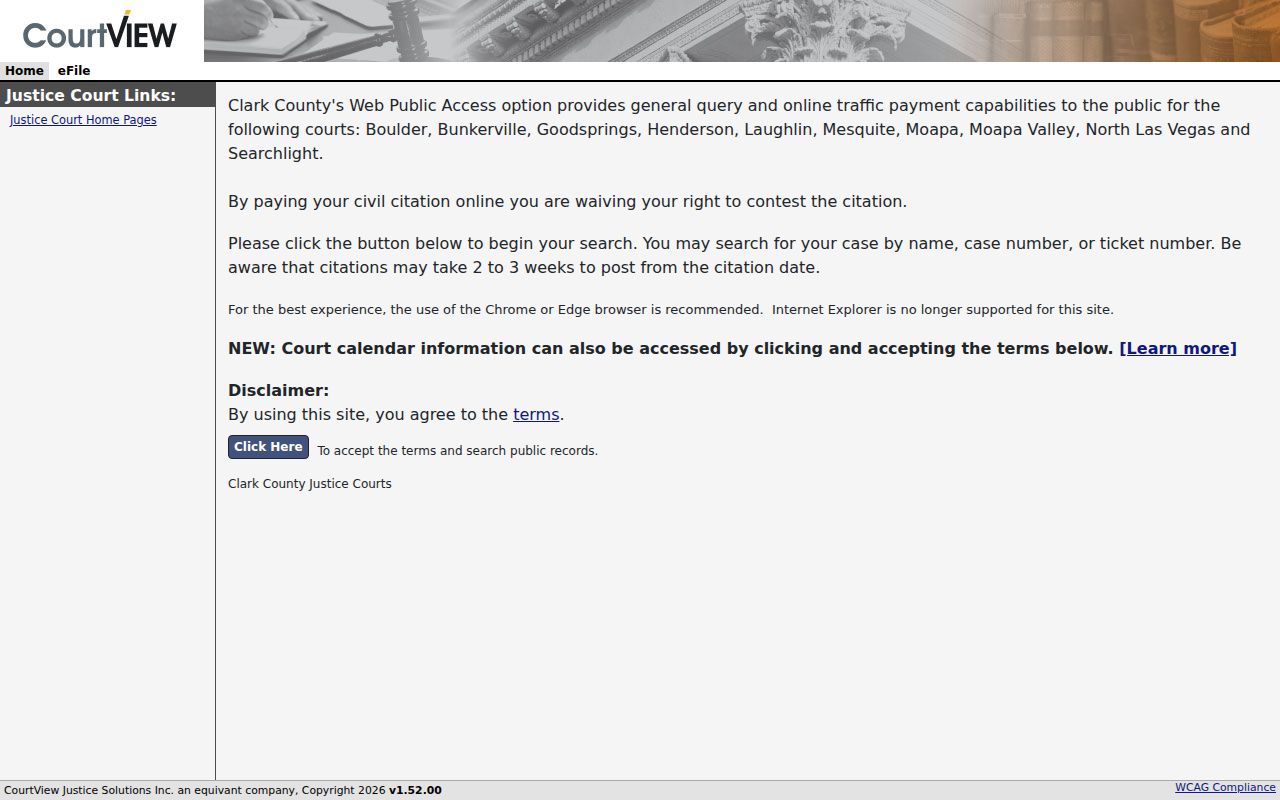 North Las Vegas resident lookup through Clark County Justice Court public access