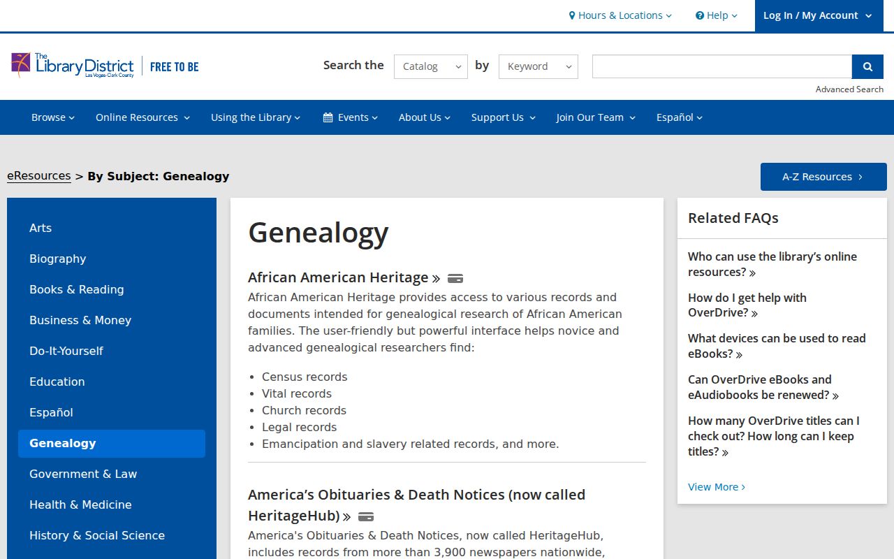 North Las Vegas city directory genealogy resources at the Library District