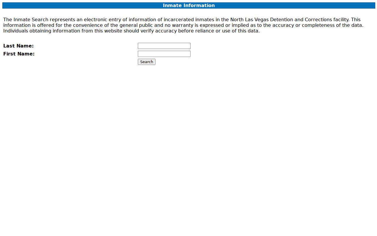 North Las Vegas residents directory city detention name search