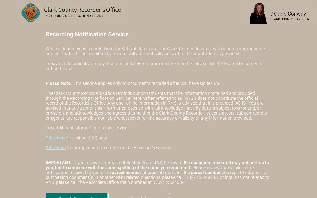 North Las Vegas previous residents Recorder address history alert form